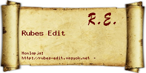 Rubes Edit névjegykártya